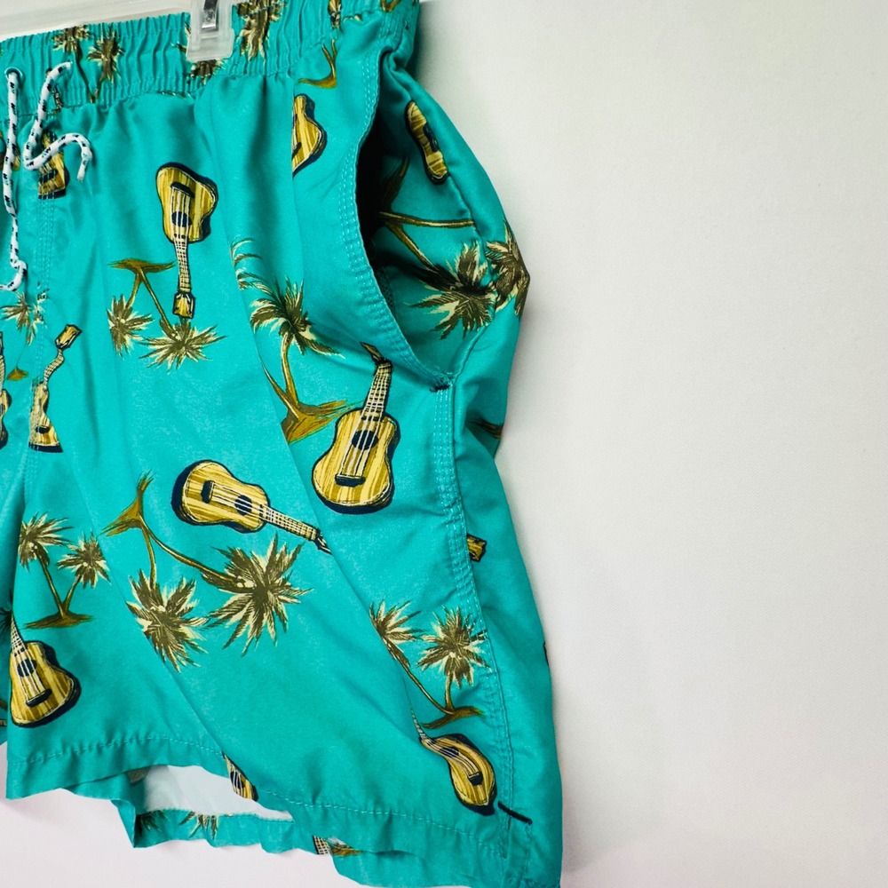 Goodfellow & Co Mens Swim Trunks XL Turquiose Ukulele Palm Tree Tropical Print - Picture 4 of 7